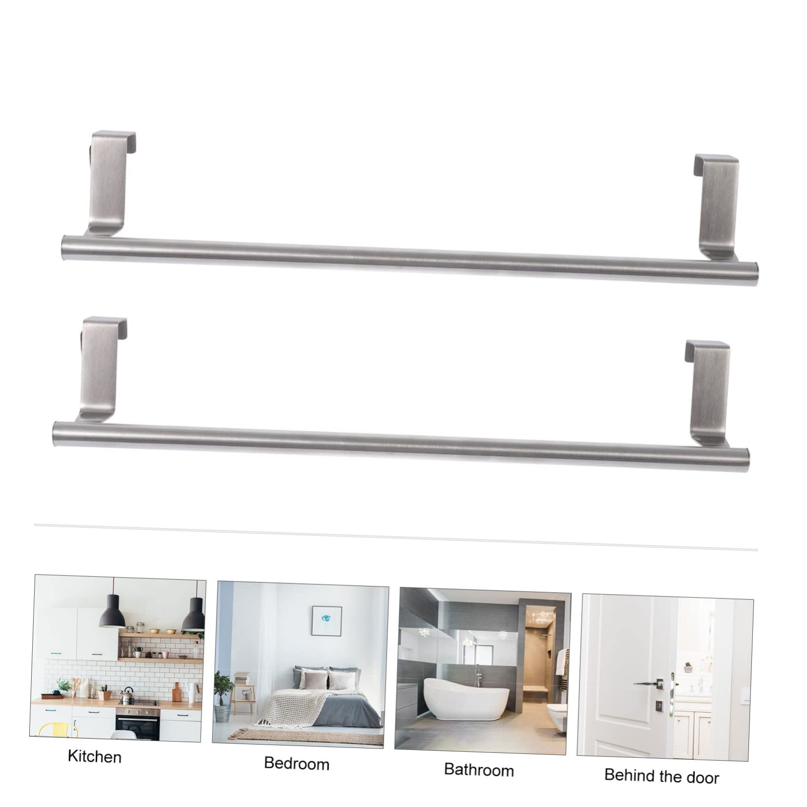 Housoutil 2pcs Door Towel Rack Stainless Steel Towel Rack Over Door Towel Holder Wall Towel Holder Versatile Towel Holder Metal Hangers Wall Mounted Towel Bar Ledge Back Style Individual