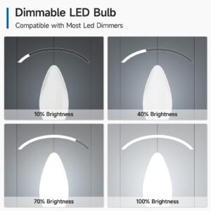 SHINESTAR 6-Pack E12 LED Bulb Dimmable, Daylight White 5000K, Candelabra LED Light Bulbs 60 Watt, Small Base Candle Bulb for Chandelier, Frosted Glass