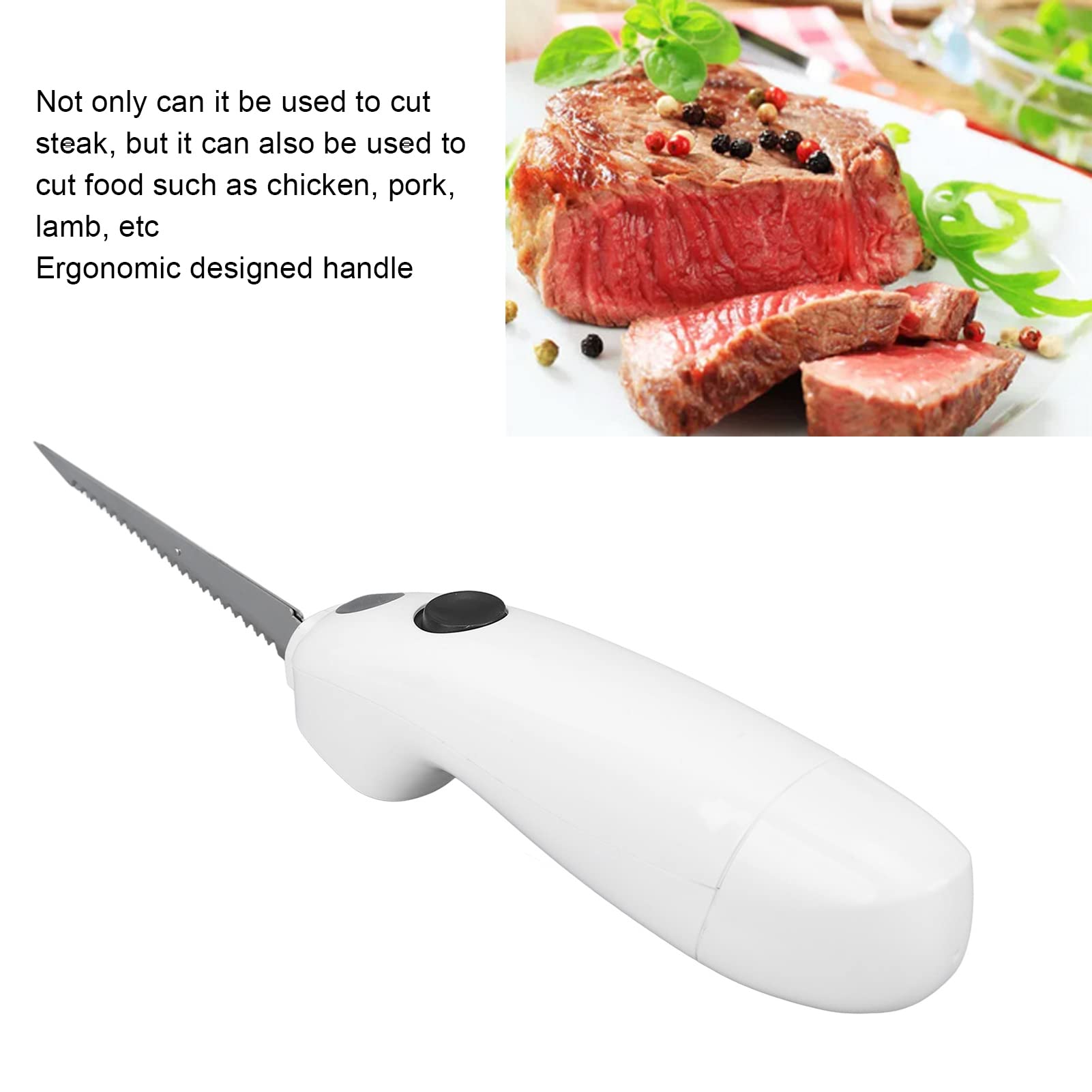 banapoy Electric Knife, Cordless Easy Electric Carving Knife, Stainless Steel Blades Fillet Knife Portable Steak Knife for Carving Meats Bread Poultry Turkey Food