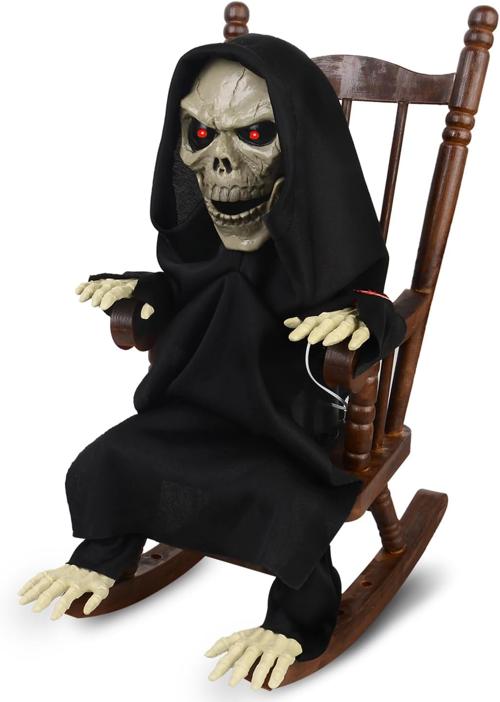 YIGORN Screaming Animated Halloween Decorations, Halloween Decor Prop with Motion Sensor, Cary Skeletons Sitting in Rocking Chairs Decorate Haunted Houses， Rocking Chair Grim Reaper