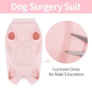 Frienperro Dog Recovery Suit Pet Spay Surgery Shirt for Female Dogs Onesie, Puppy Pajamas Cone E-Collar Alternative for Small Cat Chihuahua Yorkie,Pink XXS