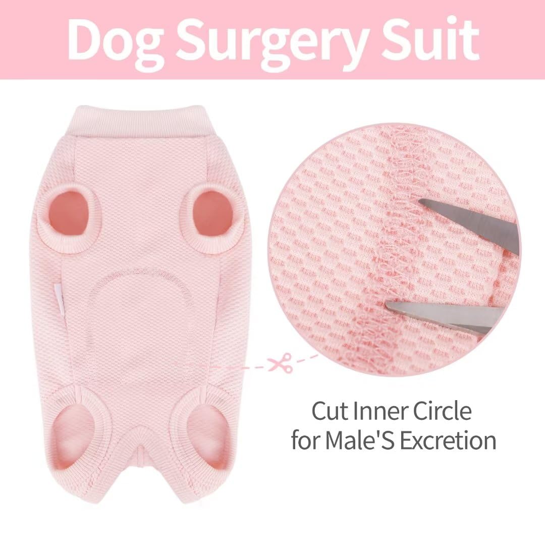 Frienperro Dog Recovery Suit Pet Spay Surgery Shirt for Female Dogs Onesie, Puppy Pajamas Cone E-Collar Alternative for Small Cat Chihuahua Yorkie,Pink XS