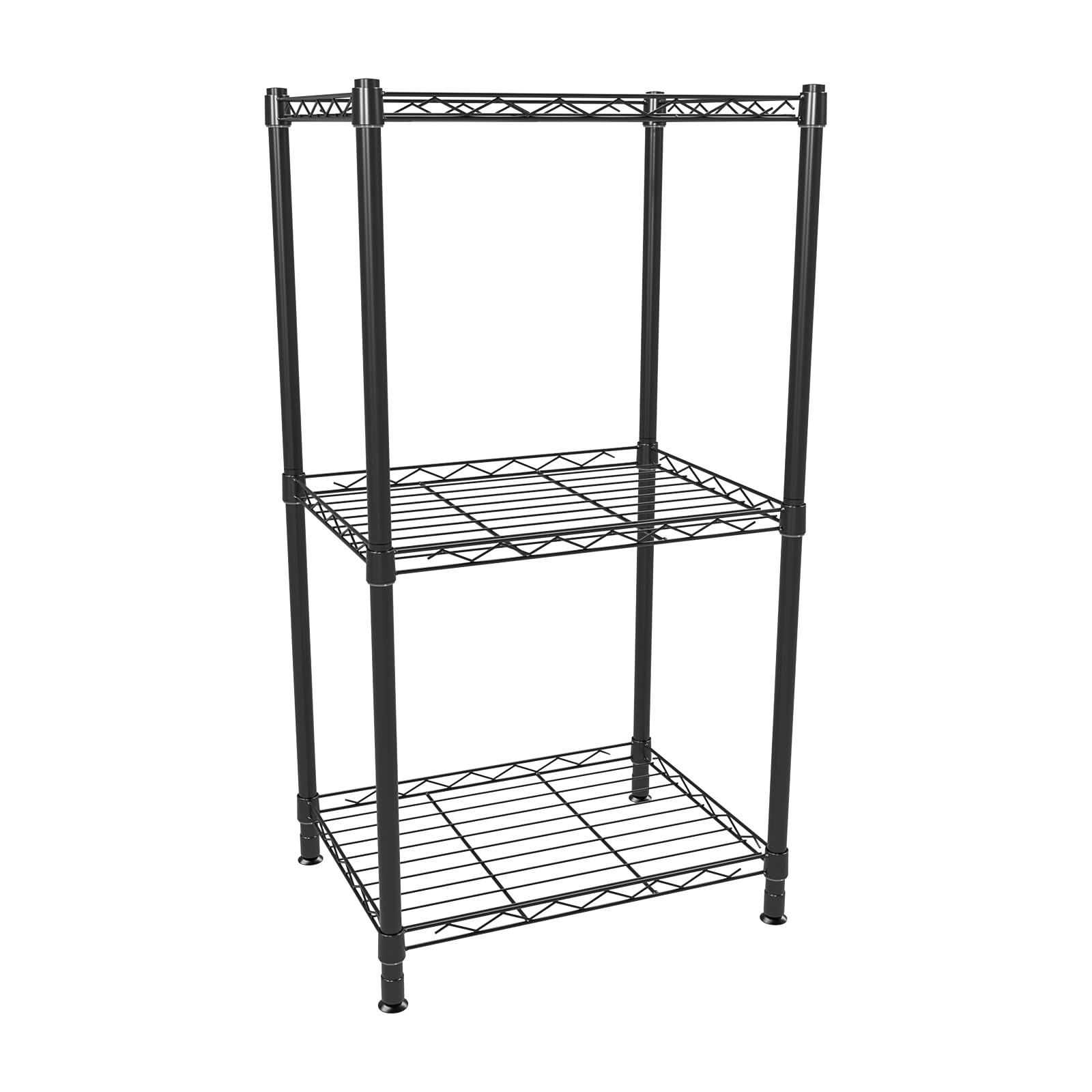 YisanCrafts Fixed Layer Spacing Storage Shelf 3 Tier Metal Storage Rack Wire Shelving Unit Storage Shelves Metal 396Lbs Capacity 17" L x 13" W x 32" H for Pantry Closet Kitchen Laundry Black