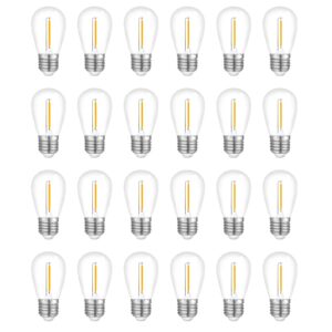 visther led 5000k outdoor string light bulbs, waterproof s14 replacement bulb, e26 base, 1w 120v, daylight, 24-pack