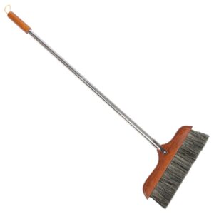 Yardwe Horse Hair Soft Bristle Broom Wooden Handle Angle Broom Floor Cleaning Broom Hair Removal Sweeper Carpet Sweeping Brush for Indoor Outdoor Kitchen