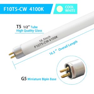 F10T5-CW 16" 4100K Fluorescent Linear Light Bulb,T5 10W Cool White Bulbs Replacement for Jasco,Philips,G5 Miniature Bipin Base(3 Pack)