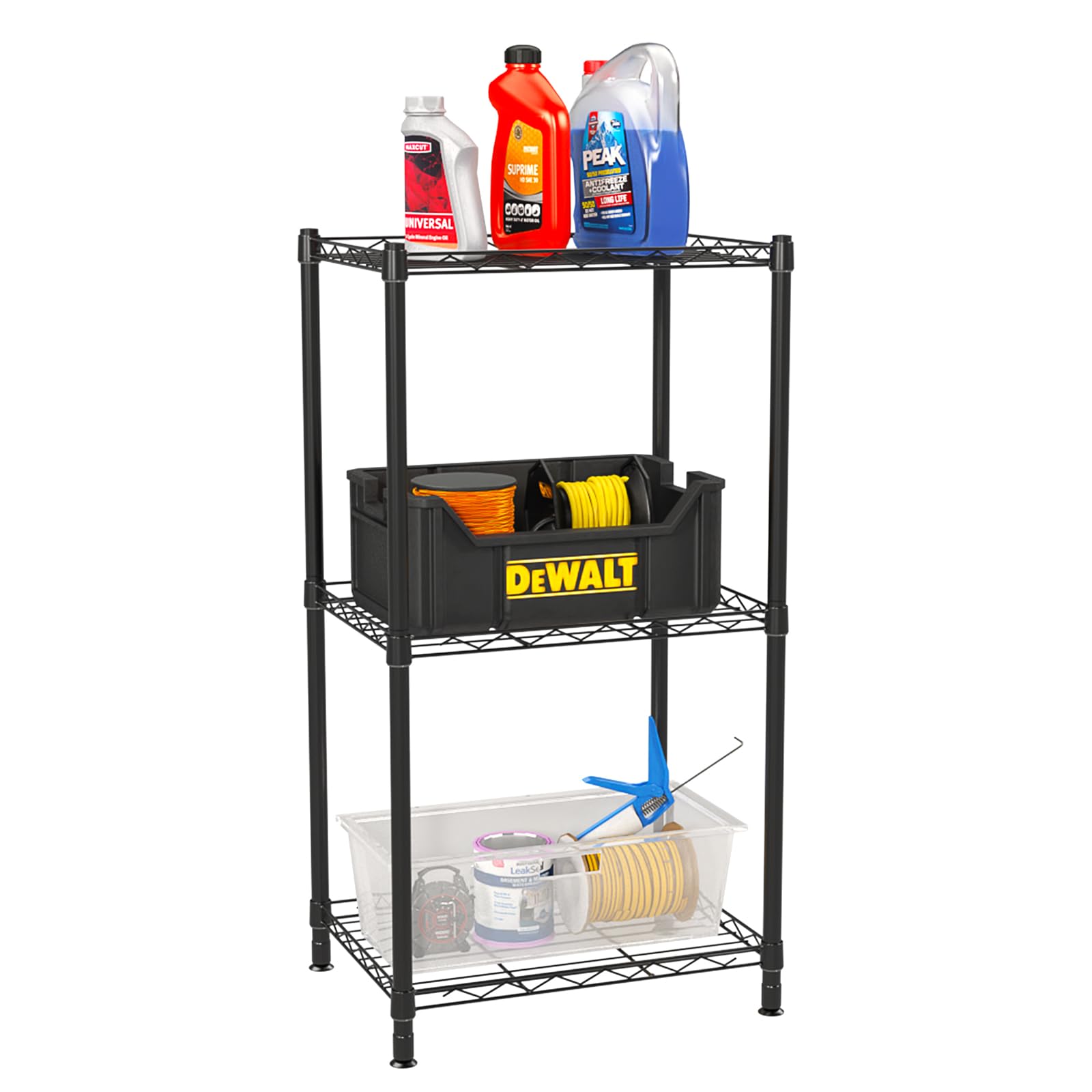 YisanCrafts Fixed Layer Spacing Storage Shelf 3 Tier Metal Storage Rack Wire Shelving Unit Storage Shelves Metal 396Lbs Capacity 17" L x 13" W x 32" H for Pantry Closet Kitchen Laundry Black