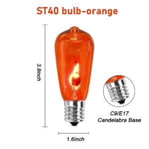 Flicker Flame Light Bulbs, Halloween ST40 Orange Flickering Replacement Bulbs with a Flickering Orange Glow for Halloween Outdoor Patio Backyard String Lights, 1 Watt, 120 Volt 10 Pack