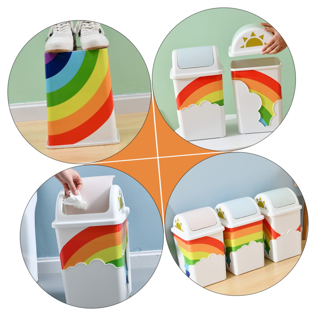 BUGUUYO Cloud Rainbow Trash Can Creative Small Waste Bin for Home Office Kids Room and Bathroom Adorable Design for Stylish and Functional