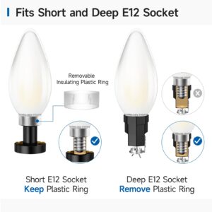 SHINESTAR 6-Pack E12 LED Bulb Dimmable, Daylight White 5000K, Candelabra LED Light Bulbs 60 Watt, Small Base Candle Bulb for Chandelier, Frosted Glass