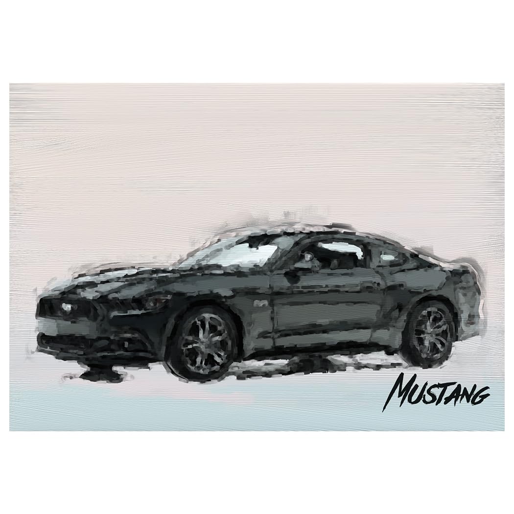 Will Davis Studios 2021 Mustang Classic Sports Car Digital Painting Fine Art Birthday Greeting Card Inside Reads: (Happy Birthday!)