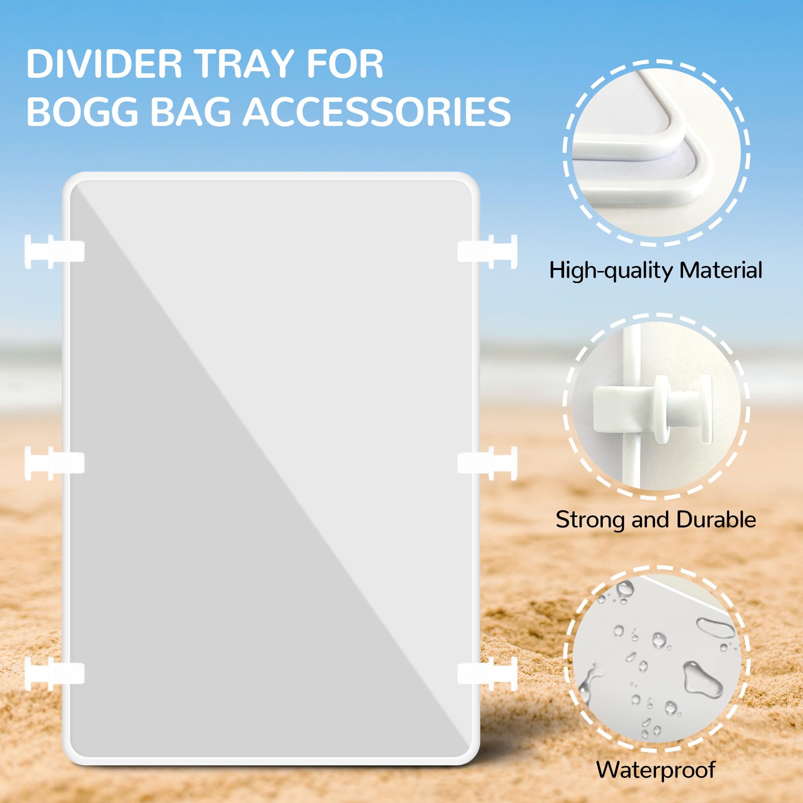 EXQUILEG 2PCS Divider Tray Fit for Bogg Bag Original X Large, Accessories Fit for Bogg Bag Inserts Tray for Simply Southern Beach Bag, Organizing your Bag and Divide Space(White)