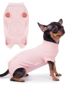 frienperro dog recovery suit pet spay surgery shirt for female dogs onesie, puppy pajamas cone e-collar alternative for small cat chihuahua yorkie,pink xs