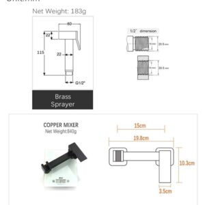 FairUo Bathroom Wall-Mounted Faucet Taps, Handheld High-Pressure Spray Gun, Bidet Sprayer Flusher Kit, Toilet Hot and Cold Brass Water Valve Set, Can Be Installed with Shower Head/B