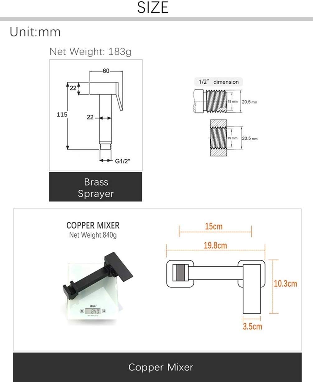 FairUo Bathroom Wall-Mounted Faucet Taps, Handheld High-Pressure Spray Gun, Bidet Sprayer Flusher Kit, Toilet Hot and Cold Brass Water Valve Set, Can Be Installed with Shower Head/B