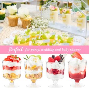 Kucoele 40 Pack 5 OZ Mini Dessert Cups with Spoons, Reusable Plastic Wine Cups Small Clear Party Serving Cups for Parfait Appetizer Pudding MousseTasting