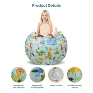 decalsweet Bean Bag Chair for Kids Stuffed Animal Storage Beanbag Chairs,Toddler Toy Storage Organizer for Girls and Boys,32'' Cover（No Filling Only