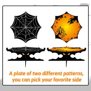 FRIDAY NIGHT 2Pcs Halloween Cupcake Stand 1-Tier Spider Web Cardboard Dessert Stand Holder Cake Serving Tray for Halloween Party Supplies Decoration