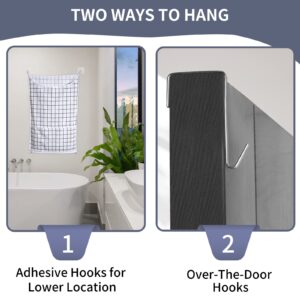 3 Pack Hanging Laundry Hamper Bag - with Free Adjustable Stainless Steel Door Hooks Best Choice for Holding Dirty Clothes and Saving Space