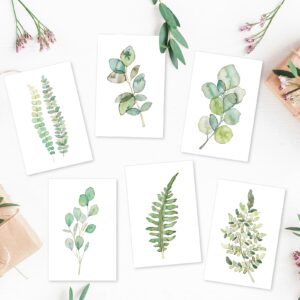 AnyDesign 36 Pack Greenery Greeting Cards Bulk Watercolor Botanical Note Cards with Envelopes Stickers Green Plant Thank You Blank Cards for Birthday Wedding Baby Shower Bridal Shower