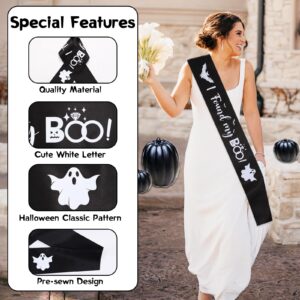 Halloween Bachelorette Sash, I Found My Boo Sash for Girl Bride, Black Sash with White Printing Letters for Halloween Bridal Shower Girls' Night Out Engagement Party One Size Fits Most