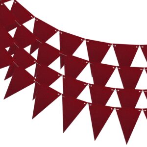 44ft burgundy party decorations, hanging glitter paper triangle flag diy banner birthday decorations for women for decor bachelorette engagement wedding birthday baby bridal shower