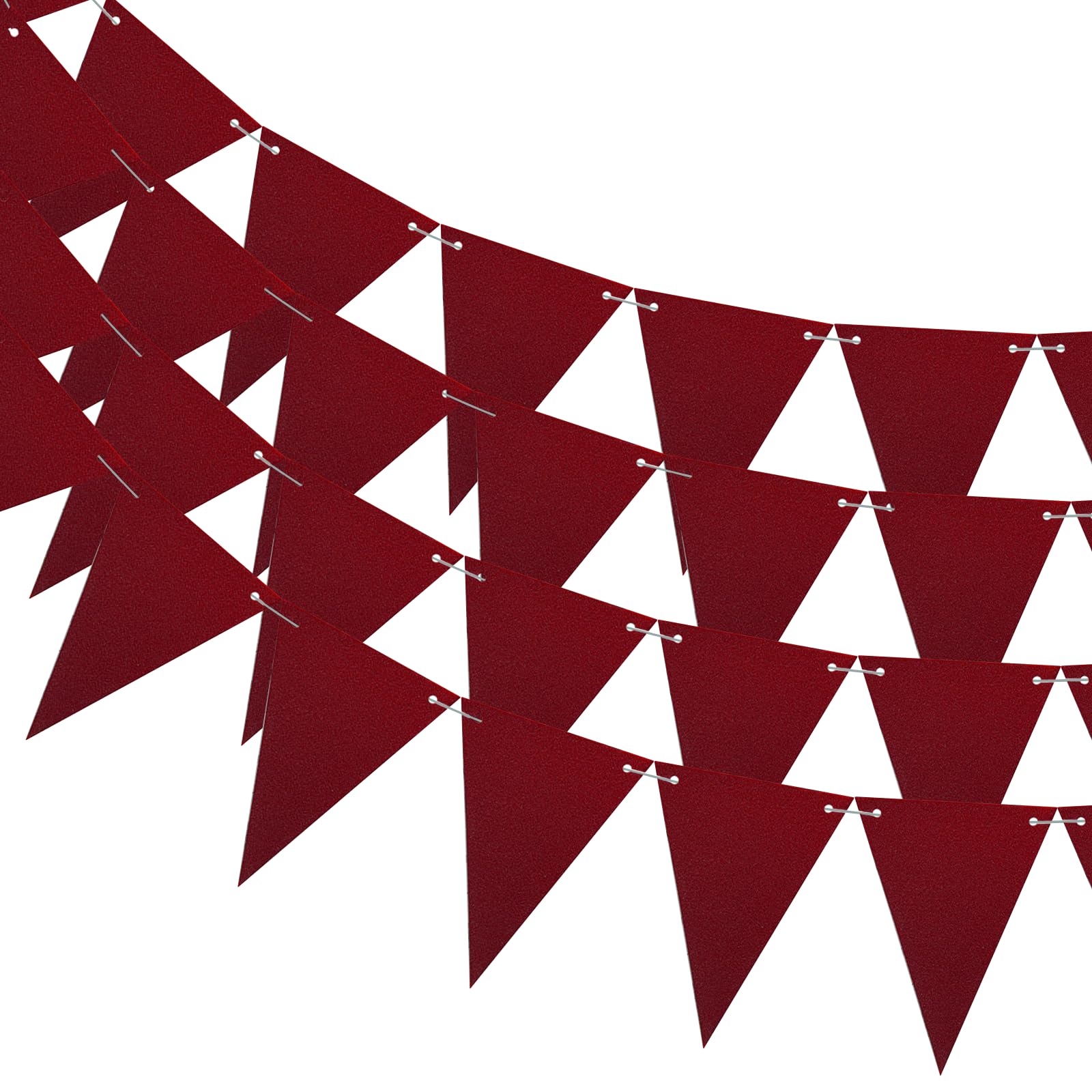 44ft Burgundy Party Decorations, Hanging Glitter Paper Triangle Flag DIY Banner Birthday Decorations for Women for Decor Bachelorette Engagement Wedding Birthday Baby Bridal Shower