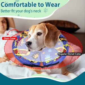 Crazy Felix Inflatable Dog Cone for Large Medium Small Dogs Soft Cone for Dogs After Surgery to Stop Licking and Scratching Donut Dog Recovery Collar with Pattern Elizabethan Collar for Dogs(Blue,M)