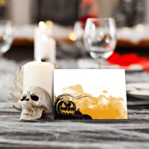 25 Pack Halloween Tent Place Cards, Place Cards for Table Setting, Folded Eggshell Paper Name Tent Cards for Halloween Holiday Dinner Decorations - HW03