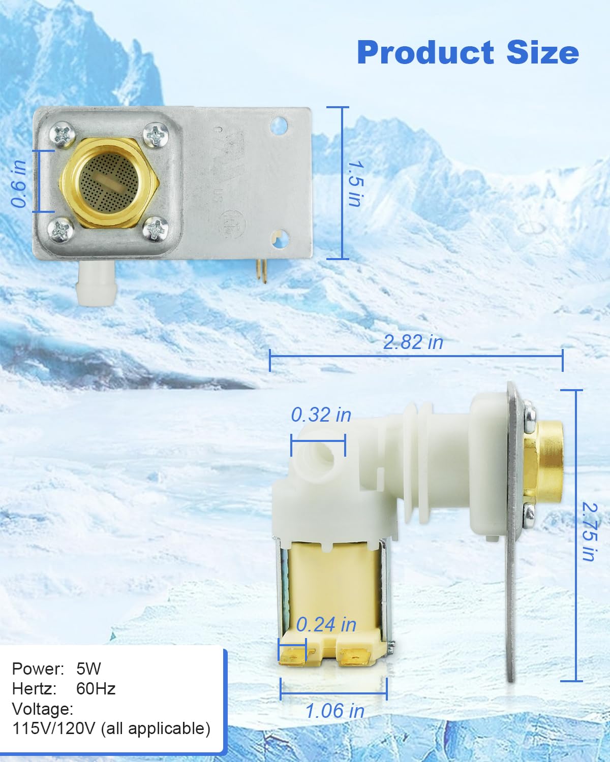 040003579 Water Inlet Valve Compatible with Manitowoc Ice Machine U0140 U0190 U0240 U0310, 115V/120V