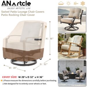 ANartcle Outdoor Swivel Rocker Chair Cover 2 Pack,Patio Swivel Chair Covers for Outdoor Furniture(28W x 33D x 38.5H Inch),Rocking Chair Covers Waterproof,Beige&Brown.