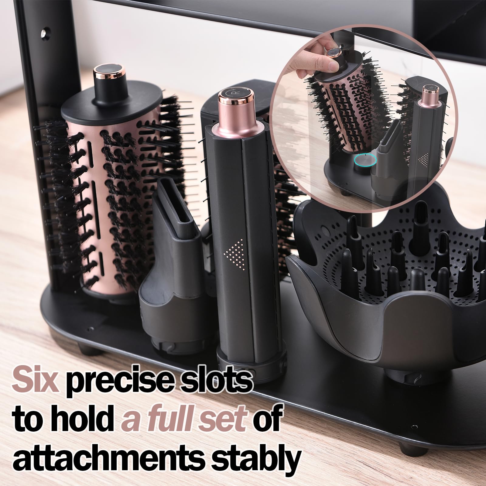 Affogato Stand Holder Compatible with Shark FlexStyle, Desktop Organizer for Storage Attachments, Rack with Cord Hanger for Accessories Curlers Brushes Diffuser