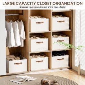 SOLEDI Pack of 2 Large Capacity Linen Shelf Baskets, Closet Organizers and Storage, Wardrobe Clothes Storage Box for Pants, Sweater, T-shirt, Bras, Blankets, Sheets, Skin-friendly & Odorless