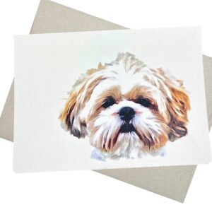 shih tzu greeting card with envelope (5x7 inches, blank inside for all occasions) for birthday, farewell messages, get well, pet sympathy, and dog love (shih tzu - 243)