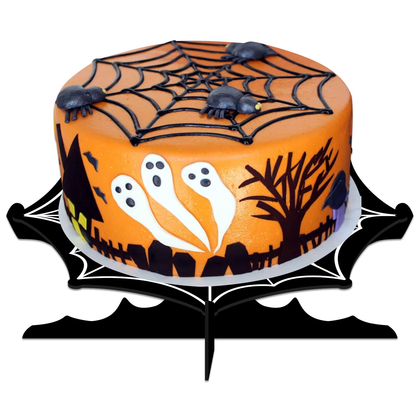 FRIDAY NIGHT 2Pcs Halloween Cupcake Stand 1-Tier Spider Web Cardboard Dessert Stand Holder Cake Serving Tray for Halloween Party Supplies Decoration