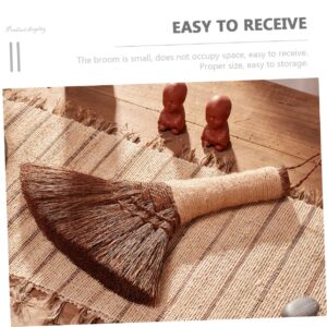 IWOWHERO Small Broom Heavy Duty Broom Mini Broom Household Brooms Desktop Cleaning Brush Whisk Broom Thai Straw Broom with Wood Handle Small Hand Broom Handmade Palm Fiber Duster Office