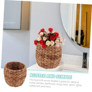 CHILDWEET Straw Storage Basket Wicker Trash Can Basket Plant Containers Sundries Storage Basket Wardrobe Baskets Straw Baskets Straw Planter Basket Garbage Can Arrangement Iron