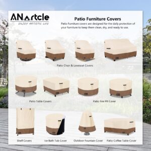 ANartcle Outdoor Swivel Rocker Chair Cover 2 Pack,Patio Swivel Chair Covers for Outdoor Furniture(28W x 33D x 38.5H Inch),Rocking Chair Covers Waterproof,Beige&Brown.