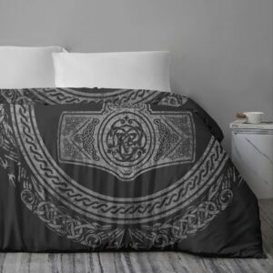 Bedding Sheet Bed Sets, Thor's Hammer Mjolnir Viking Runes Norse Mythology Soft 3-Pieces Duvet Cover Set Comfy 1 Comforter Cover & 2 Pillowcases for All Season Full(79"×90")