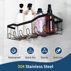 Zyerch Shower Caddy 5 Pack Stainless Steel, Adhesive Bathroom Shower Organizers, Wall Shelves for Bathroom, Laundry Room, Toilets and Kitchen, Storage & Decoration, No Drilling, Large Capacity, Black