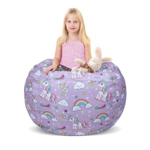 bean bag chair for kids 32'' stuffed animal storage beanbag chairs,toddler toy storage organizer for girls and boys,cover(no filling) only