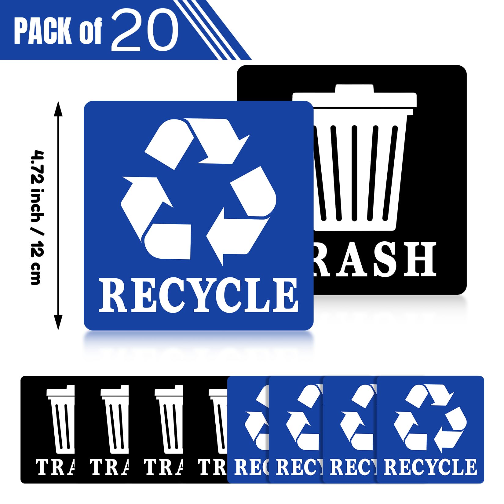 Sukh Recycle Sticker for Trash Can - Recycle Sign Decals self Adhesive Garbage Recycling Stickers Trash Bin Label Reuse Recycle Vinyl for Kitchen Home Essentials,Home,Hotel (20PCS Recycle Sticker)