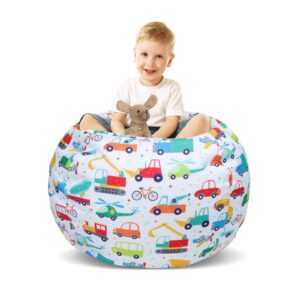 bean bag chair for kids stuffed animal storage beanbag chairs,toddler toy storage organizer for girls and boys,32'' cover（no filling) only