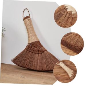 IWOWHERO Small Broom Heavy Duty Broom Mini Broom Household Brooms Desktop Cleaning Brush Whisk Broom Thai Straw Broom with Wood Handle Small Hand Broom Handmade Palm Fiber Duster Office