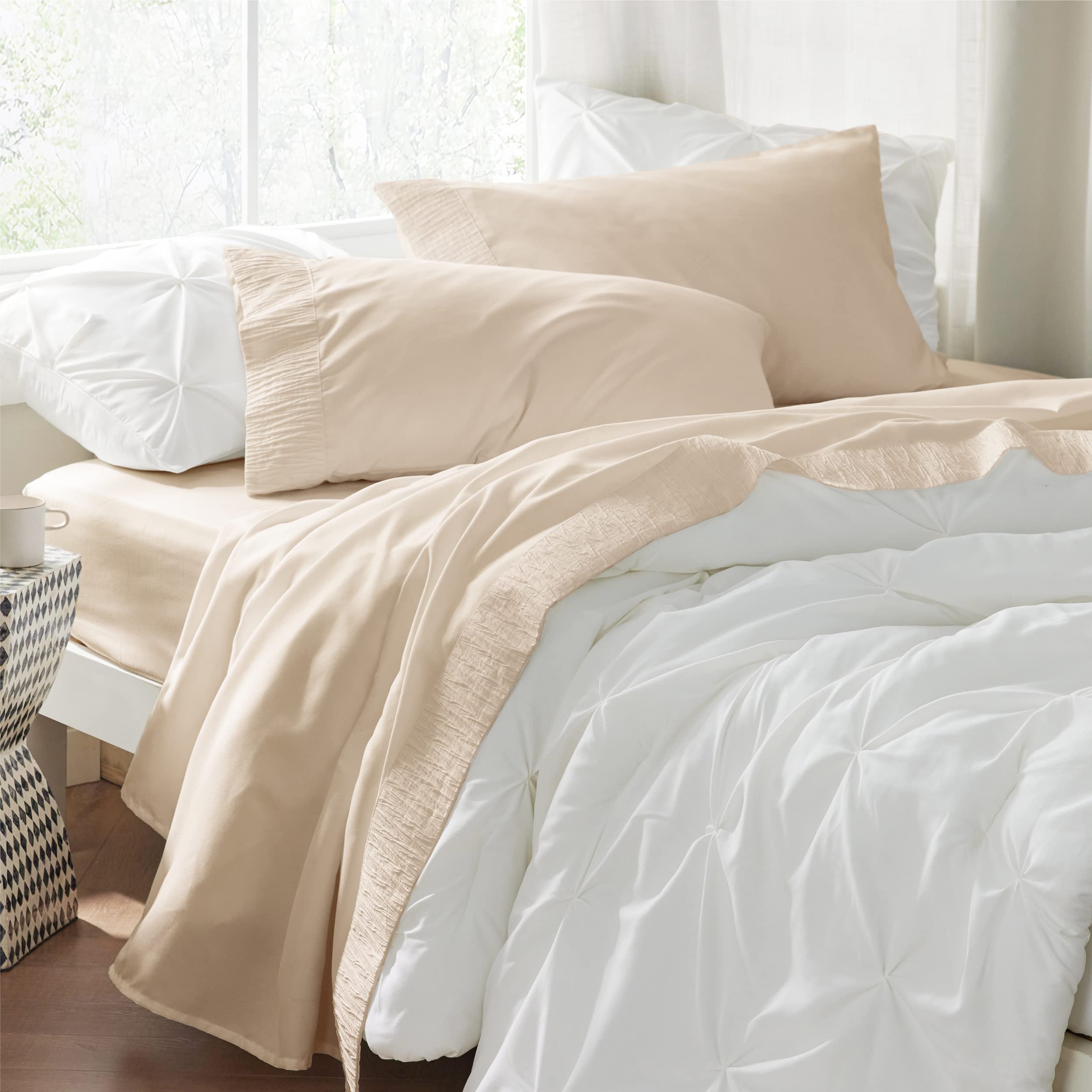 Bedsure California King Duvet Insert Bundle California King Sheet Sets Beige