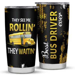 school bus driver gifts for men, school bus driver gifts, bus driver tumbler, bus driver appreciation gifts, 20oz stainless steel tumbler gifts for school bus drivers, bus driver christmas gifts