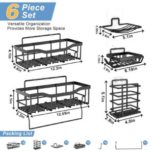 Phiaso Shower Caddy 6 Pack Shelves - Self Adhesive Shower Organizer for Bathroom Kitchen Storage, Drill-Free&Quick-Dry, Rustproof Stainless Steel Bathroom Organizer, Shower Shelf for Inside Shower