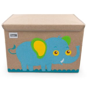 HYGGE + Animial Toy Storage Bin with Lid 20.8" x 13" x 13" Durable fabric & lightweight design. Great for storing toys, books, linens, games, clothing, baby products & more! (Safari Pack)