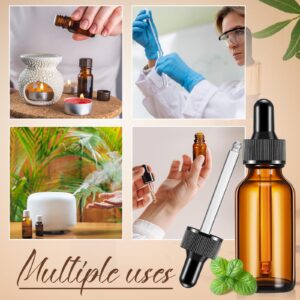 Lallisa 100 Pack Essential Oil Dropper Bottle 30 ml (1 oz) Glass Dropper Bottles with Eye Dropper Dispenser Dropping Bottle with 5 Funnels 5 Pipettes 3ml 100 Labels for Essential Oil Perfume (Amber)