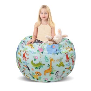 decalsweet bean bag chair for kids stuffed animal storage beanbag chairs,toddler toy storage organizer for girls and boys,32'' cover（no filling only